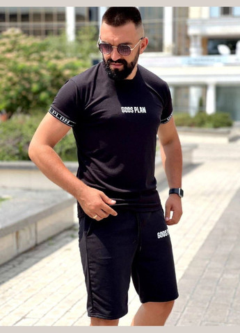 Черный летний мужской костюм с шортами FINO Mode