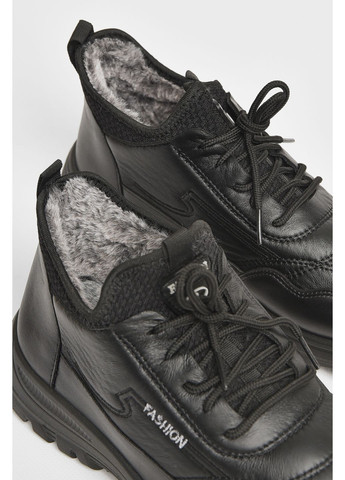 Черные зимние кроссовки мужские с искуственным мехом черного цвета Let's Shop