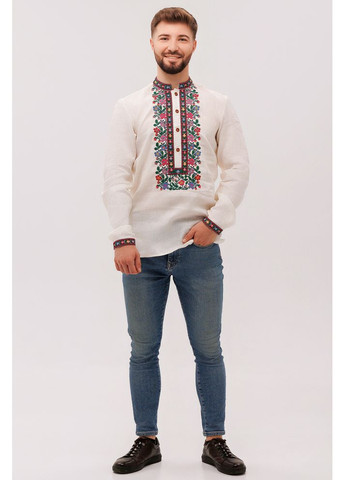 Молочна вишиванка чоловіча із лляного полотна добродій (fm2709) Folk Moda (365812281)