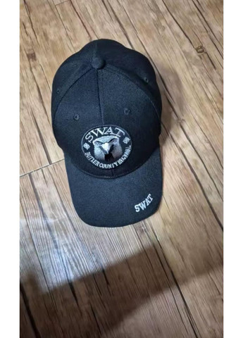 Чорна кепка з яскравою вишивкою, бейсболка з вигнутим козирком чорна, унісекс SWAT (366547098)