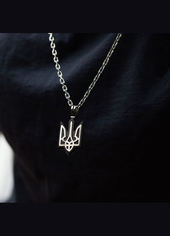 Серебряный кулон Герб Украины - Тризуб с эбеновым деревом 959 Oniks (264392713)