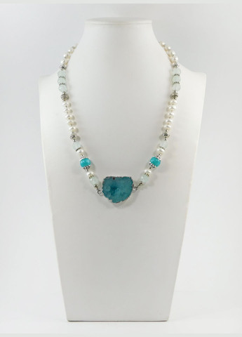 Эксклюзивные бусы "Аква" Аквамарин, Кварц грань, Жемчуг рондель Fursa fashion (322314497)