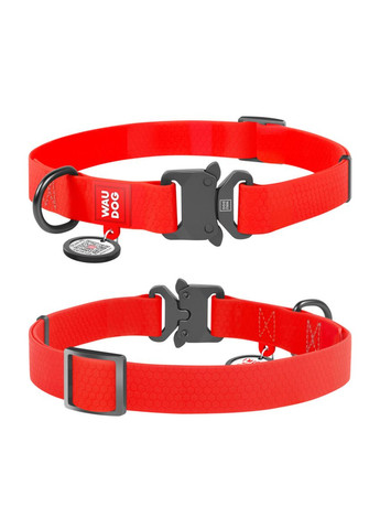 Нашийник для собак водостійкий Waterproof c QR паспортом, Ш 20 мм, Дов 28-40 см, червоний WAUDOG (322641677)