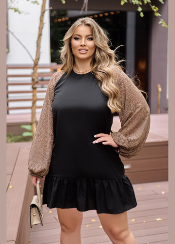 Темно-Фиолетовое кэжуал платье 8654 цвета темно-пурпурный с супер-мягкой тканью и шифоновыми рукавами. 42-44 Sofia