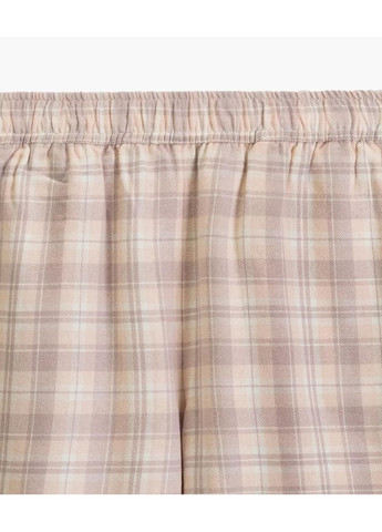 Светло-бежевая зимняя пижама женская фланелевая в клетку nlp 505 /2 рубашка + брюки Atlantic