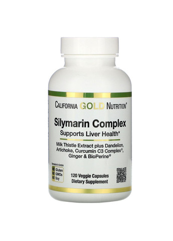 Силимариновий комплекс для здоров'я печінки розторопша артишок куркума 120 капсул California Gold Nutrition (264648209)