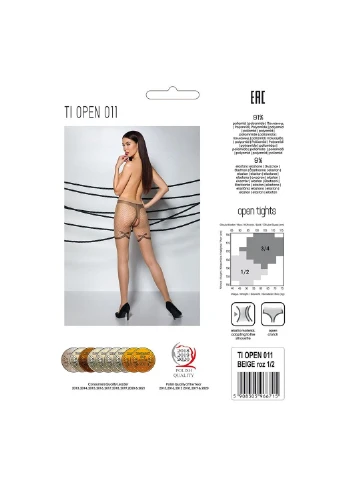 Тілесні колготки з відкритим доступом, контрастні шортики TIOPEN 011 3/4 (20 den), beige Passion (300288855)
