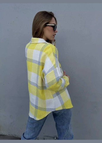 Светло-желтая повседневный рубашка в клетку Garna с длинным рукавом