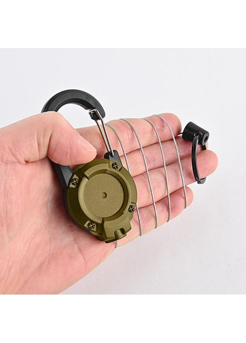 Карабін-брелок з висувним тросом 60 см Khaki No Brand (362495628)