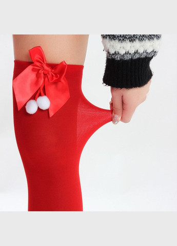 Чулки женские плотные в рождественско-новогоднем стиле цвет красный No Brand Панчохи різдвяний флірт (327890341)