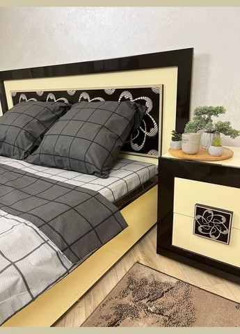 Постельное белье хлопковое в Клетку Двуспальное Простынь на резинке 160x200х20 Бязь Серое 70 х 70 No Brand (278272069)