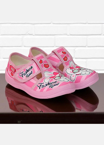 Розовые ортопедические тапочки на липучке для девочки сменная обувь в садик валди Waldi
