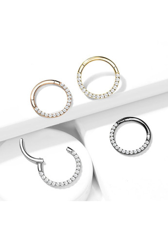 Кольцо кликер из титана RHT42-1608-RDC для пирсинга септума, трагуса, хеликса, брови (1,2мм,8мм) Spikes (333342352)