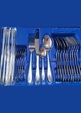 Набір столових приладів Bachmayer BM-2431 з 24 предметів у подарунковій валізі на 6 персон ложки, виделки (вилки), ножі No Brand (317170011)