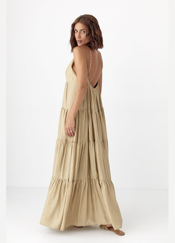 Оливкова (хакі) вільна сукня в смужку Lurex