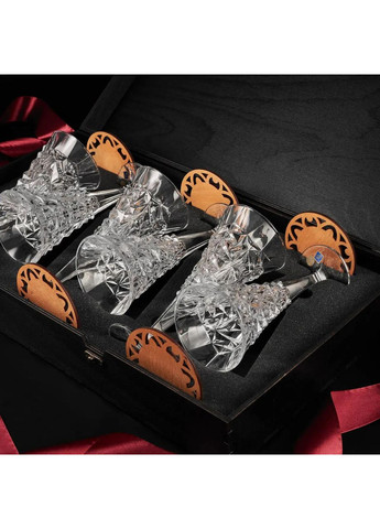 Подарочный набор для вина на 6 бокалов Glacier 250 мл в деревянной коробке. Bohemia (364550578)