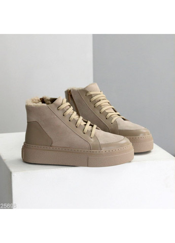 Черевики Milos зимові, натуральна шкіра та замша, темний беж, теплі No Brand (365548124)