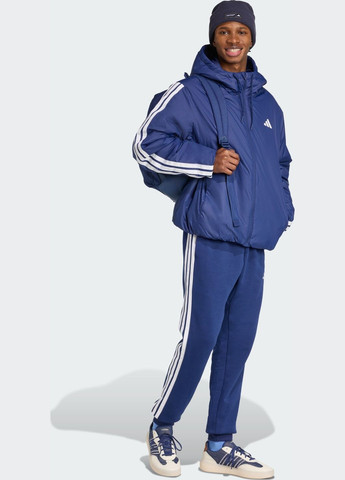 Синя демісезонна куртка essentials climawarm 3-stripes insulated hooded adidas