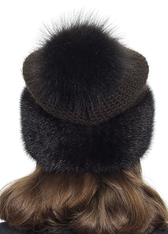 Женская зимняя норковая вязаная шапка с бубоном Меховой Стиль Соты (199007419)