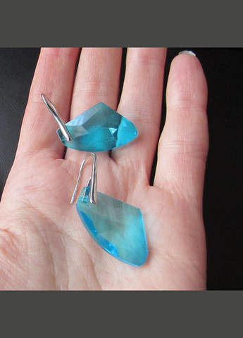 Ювелирные голубые серьги льдинки, 10-506 Fashion Jewelry (336949621)