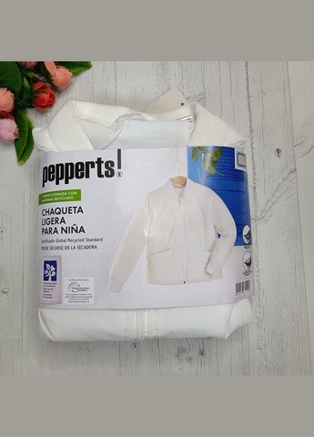 Біла демісезонна куртка-бомбер для дівчинки Pepperts