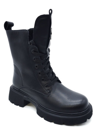 Жіночі черевики на овчині чорні шкіряні YA-14-5 24 см (р) Yalasou (268213520)
