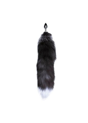 Металлическая анальная пробка Лисий хвост Black And White Fox Tail S, диаметр 2,9 см Alive (293246124)