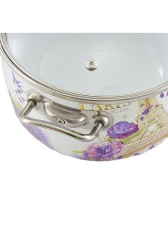 Кастрюля эмалированная 5.7 л 24 см глубокая с крышкой, Лаванда (16707) Interos (368774276)