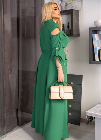Зелена повсякденний максі сукня повсякденного типу з поясом No Brand однотонна