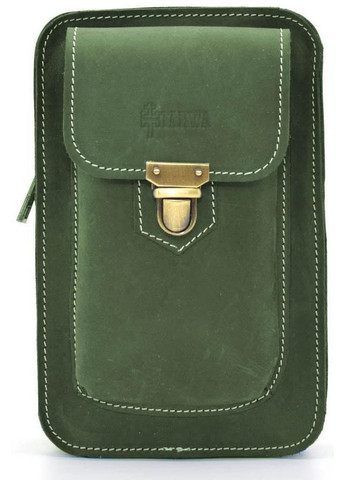 Мужская кожаная сумка на ремень через плечо для телефона и для документов маленькая Зеленый 38703 TARWA (352165909)