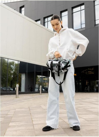 Сумка на пояс через плечо женская текстильная Черно-белый 35659 Sambag (334673964)