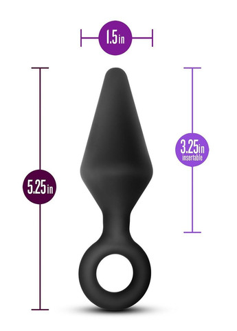 Анальная пробка с кольцом-стоппером L Anal Adventures, силиконовая, черная, 13.3 х 3.8 см Blush (294181588)