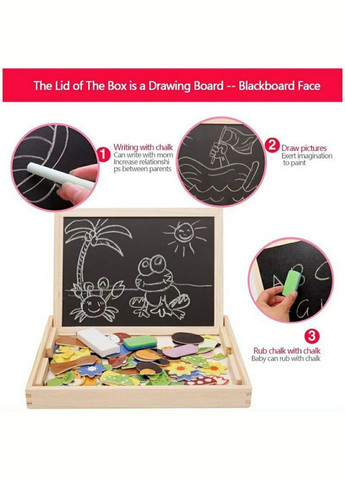 Дитяча двостороння дошка з набором магнітів LimoToy MD 0815 магніти, крейду, фломастер, губка Limo Toy (327216909)