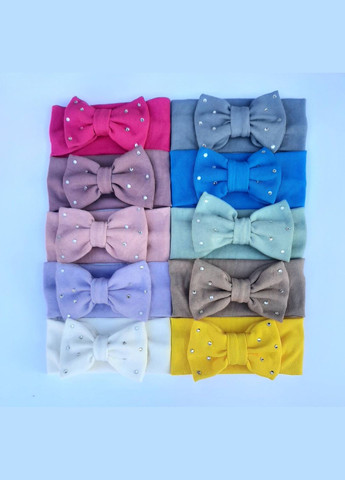 Пов'язка дитяча з бантом трикотаж в рубчик зі стразами Cleopatra 122-18 (332054443)