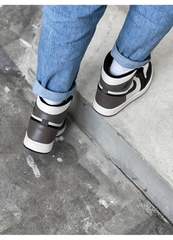 КРОССОВКИ ЖЕНСКИЕ NIKE AIR JORDAN 1 RETRO BLACK WHITE BROWN НАЙК АИР ДЖОРДАН No Brand чёрные демисезоны (368867935)