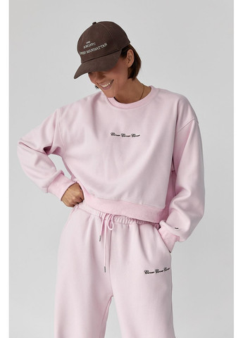 Спортивний костюм з плюшевим начосом з коротким світшотом та брюками палаццо Lurex Спортивный костюм (370381219)