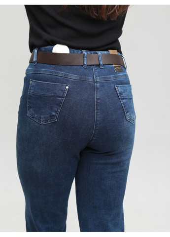 Джинсы женские темно-синие приталенные МОМ большие размеры Slim mom Adorati - (358501741)