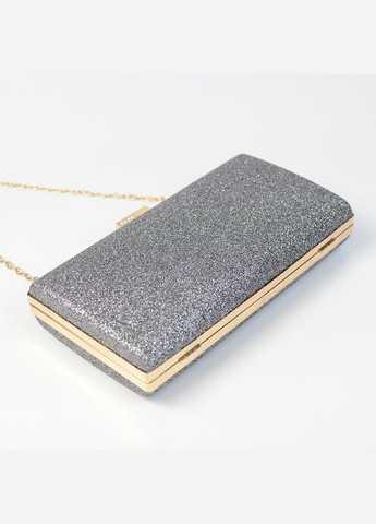 Серый женский маленький вечерний клатч бокс, мини сумочка с блестками на цепочке No Brand (311282286)