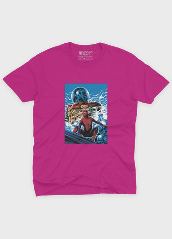 Розовая демисезонная футболка для мальчика с принтом супергероя - человек-паук (ts001-1-fuxj-006-014-062-b) Modno
