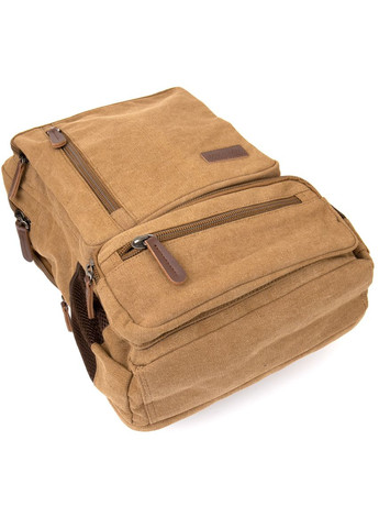 Текстильний рюкзак дорожній унісекс на два відділення з кишенями пісочний (sku_20614) No Brand (329860395)