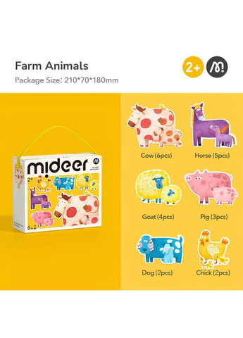 Мой первый пазл 6 в 1 Животные на ферме (MD1462) MiDeer (370565529)