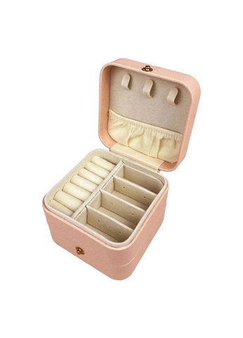 Скринька футляр короб бокс двох'ярусна для зберігання прикрас коштовностей штучна шкіра 9х8х9 см (479196-Prob) Рожева Unbranded (316173217)