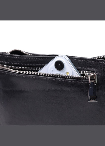 Сумка бананка прямоугольного формата из качественной натуральной кожи 22576 Черный Grande Pelle (331907145)