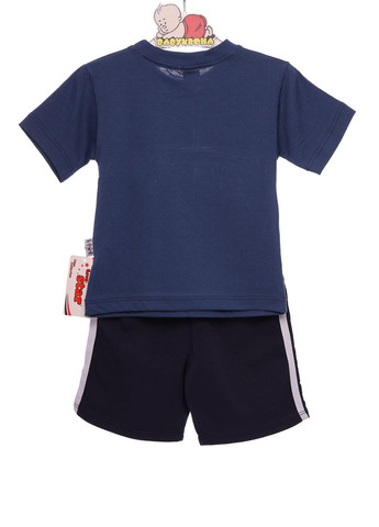 Синий летний костюм с коротким рукавом для мальчика трикотажный ready синий 98 см (31243) BABYKROHA