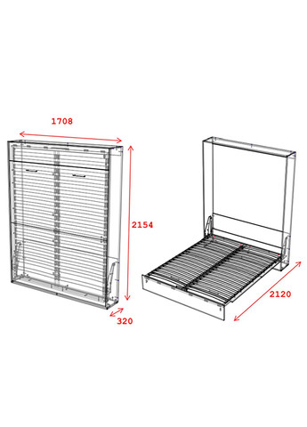 Кровать-трансформер Mitra 1,6 1708х2154х2120 К - Антрацит / Ф - Пепельный (SM02021500000) Art In Head (337309052)