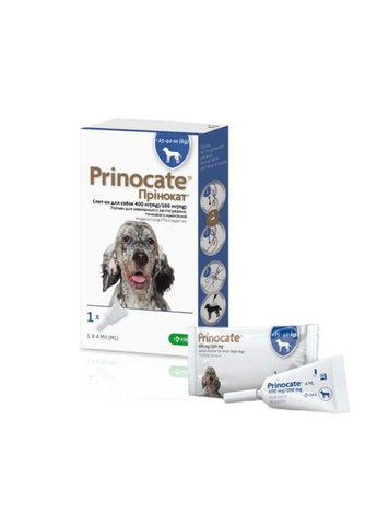 Краплі на холку проти бліх та глистів Prinocate для собак вагою від 25 до 40 кг ЦІНА ЗА 1 ШТ KRKA (277232762)