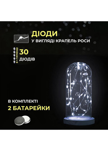 Світлодіодна гірлянда Роса 3 метри на батарейках 30 led нитка на білому дроті біла 30L3MWW No Brand (369478177)