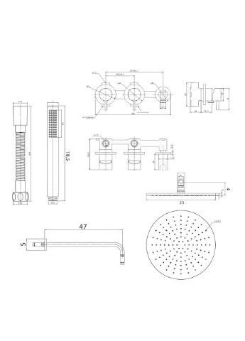 Душова система AXEL 25 GRAPHITE + BOX прихованого монтажу Kohlman (392903302)