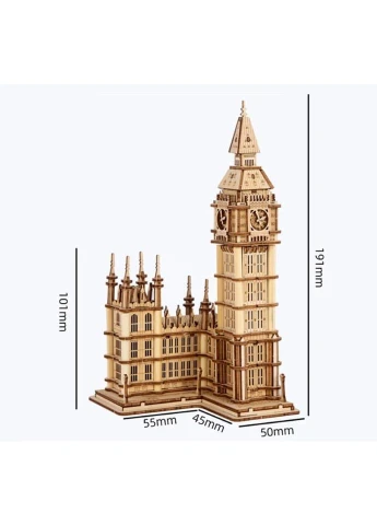 Деревянный 3D-пазл конструктор Биг Бен ROKR Big Ben HY807 (198 деталей) No Brand (393251318)