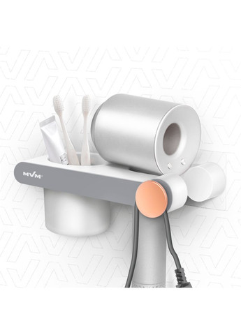 Полиця з тримачем для фена BP-33 клейка Біло-сіра (BP-33 WHITE/GRAY) MVM (301003217)